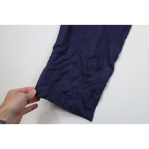 Deadstock Vintage 90s Streetwear Mens 38x37 Relaxed Fit Silk Pants Navy Blue - Picture 5 of 13